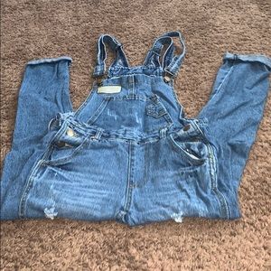 Distressed Jean Overalls